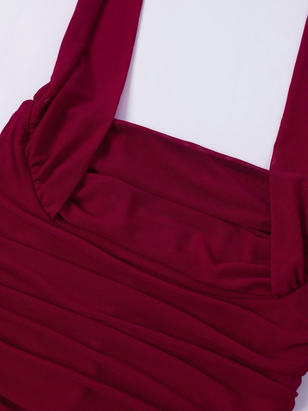 Halter Neck Ruched Slit Maxi Dress - Picture 9 of 16
